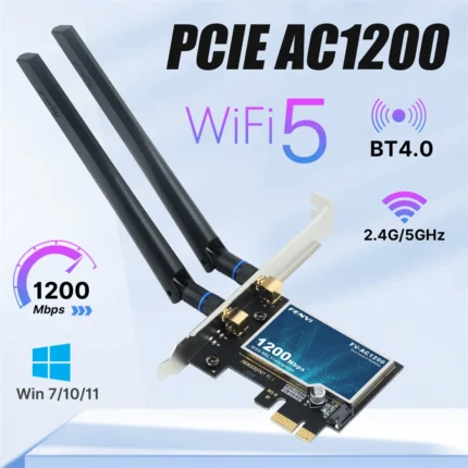 Fenvi WiFi5 AC1200 PCI-E WiFi Adapter BT4.0 802.11AC WiFi Card Dual Band 802.11ac Network Adapter for Win 7/8/10/11 Desktop PC